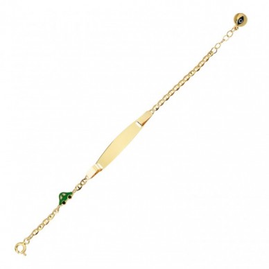 Yeşil Araba Figürlü 14K Altın Çocuk Künye