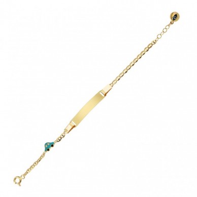 Mavi Araba Figürlü 14K Altın Çocuk Künye