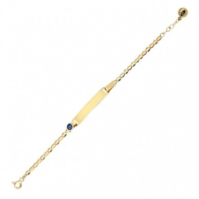 Nazar Boncuğu Figürlü 14K Altın Çocuk Künye