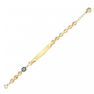 Nazar Boncuğu İsim Yazılabilir 14K Altın Çocuk Künye