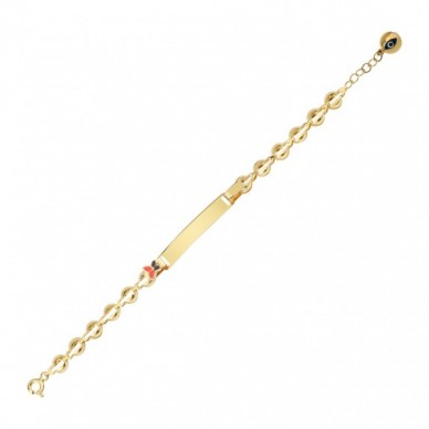 Kelebek Figürlü Plaka 14K Altın Çocuk Künye