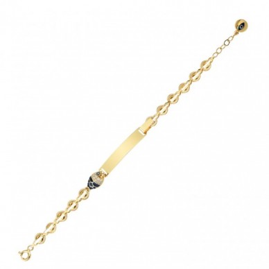 Taşlı Balık Figürlü 14K Altın Çocuk Künye