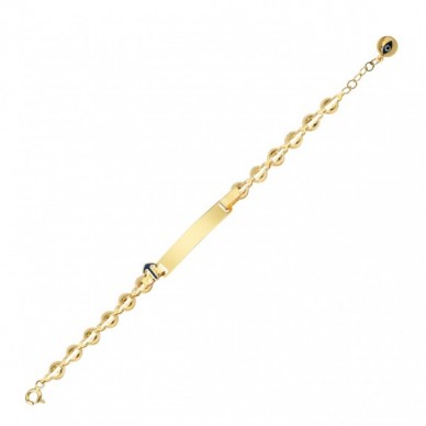 Lacivert Çapa Motifli 14K Altın Çocuk Künye