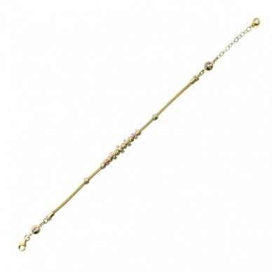 Pembe Mineli Dorika 14K Altın Bileklik