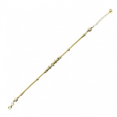 Siyah Mineli Dorika 14K Altın Bileklik