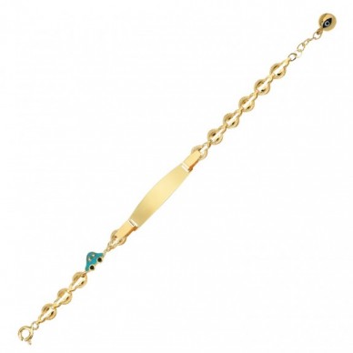 Turkuaz Araba Figürlü 14K Altın Çocuk Künye