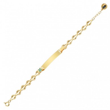 Turkuaz Yıldız Figürlü 14K Altın Çocuk Künye