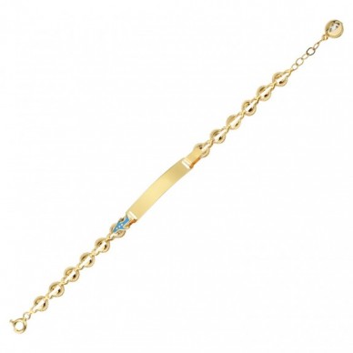 Mavi Uçak Motifli 14K Altın Çocuk Künye