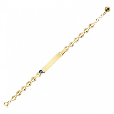 Mavi Mineli 14K Altın Çocuk Künye