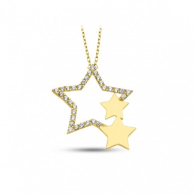 Damlayan Yıldızlar 14K Altın Kolye