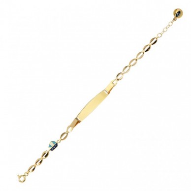 Mavi Yelken Figürlü 14K Altın Çocuk Künye