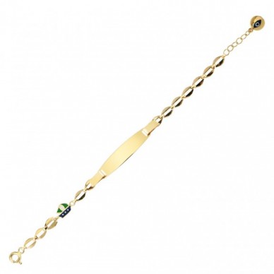 Yeşil Yelkenli Plaka 14K Altın Çocuk Künye