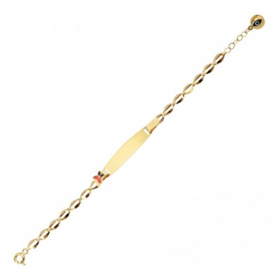 Kelebek Motifli 14K Altın Çocuk Künye