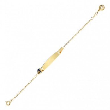 Lacivert Çapa Figürlü 14K Altın Çocuk Künye