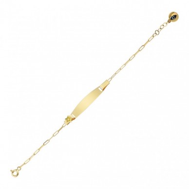 Sarı Yıldız Plaka 14K Altın Çocuk Künye