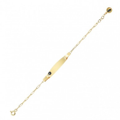 Lacivert Mineli 14K Altın Çocuk Künye