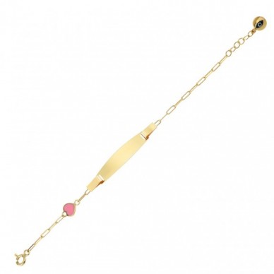 Kalp Motifli Çocuk 14K Altın Künye