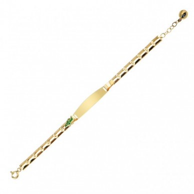 Yeşil Uçak Motifli Plaka 14K Altın Çocuk Künye