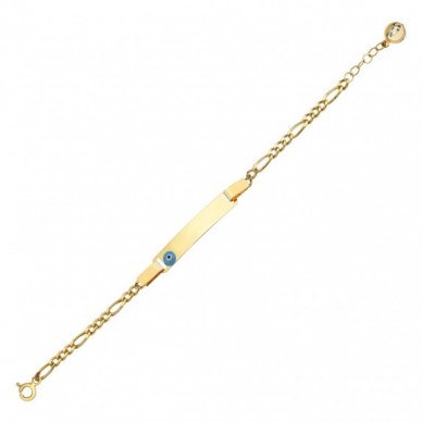 Mineli Nazar Boncuklu 14K Altın Çocuk Künye