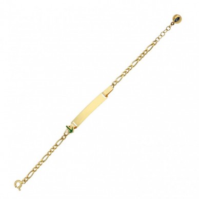 Yeşil Çapa Motifli 14K Altın Çocuk Künye