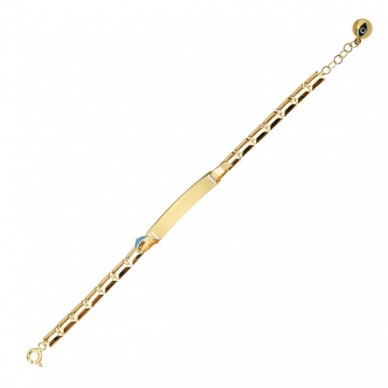 Mavi Balık Plaka 14K Altın Çocuk Künye