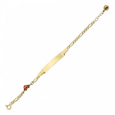 Kırmızı Araba Motifli Plaka 14K Altın Çocuk Künye