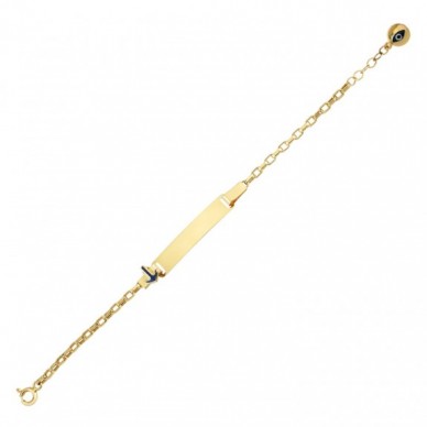 Lacivert Çapa Figürlü 14K Altın Çocuk Künye