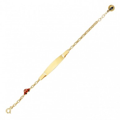 Kırmızı Araba Figürlü 14K Altın Çocuk Künye