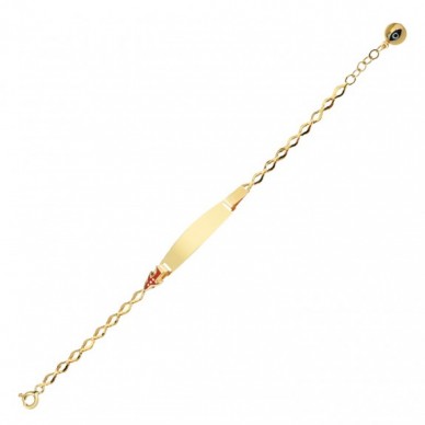 Kırmızı Uçak Figürlü Plaka 14K Altın Çocuk Künye