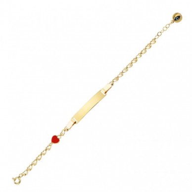 Kalpli İsim Yazılabilir 14K Altın Çocuk Künye