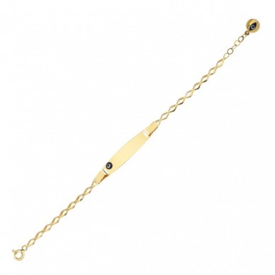 Nazar Boncuklu Plaka 14K Altın Çocuk Künye