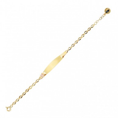 Pembe Yıldız Motifli 14K Altın Çocuk Künye