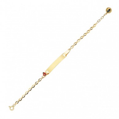 Uğur Böcekli İsim Yazılabilir 14K Altın Çocuk Künye