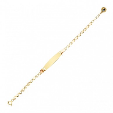 Turuncu Yıldız Motifli Plaka 14K Altın Çocuk Künye