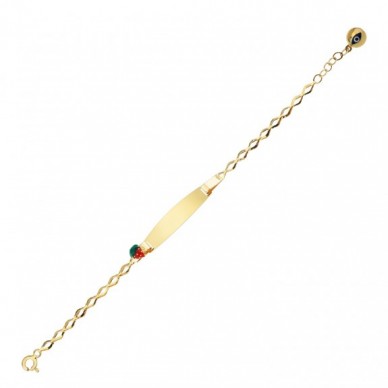 Çilek Motifli Plaka 14K Altın Çocuk Künye