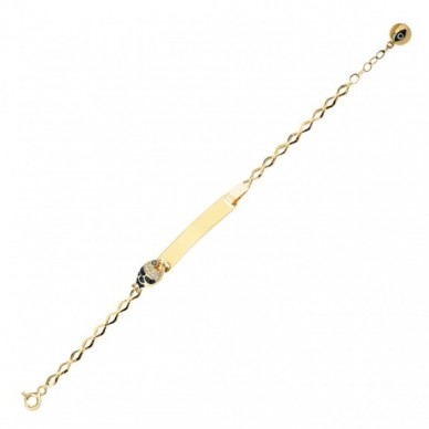 Mineli Balık Figürlü 14K Altın Çocuk Künye