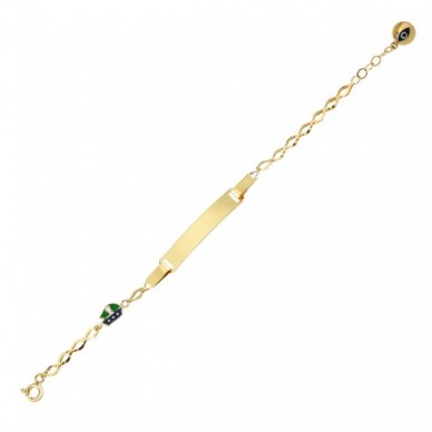 Yelkenli Motifli Plaka 14K Altın Çocuk Künye