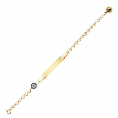 Nazar Boncuğu Figürlü 14K Altın Çocuk Künye