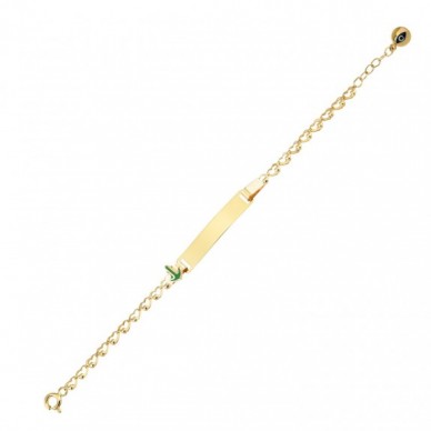 Yeşil Çapa Figürlü Plaka 14K Altın Çocuk Künye