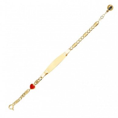 Kırmızı Kalpli 14K Altın Çocuk Künye