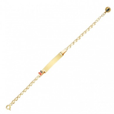 Kelebek Motifli 14K Altın Çocuk Künye