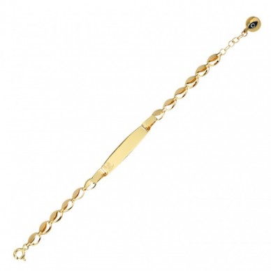 Sevimli Köpek Motifli Plaka 14K Altın Çocuk Künye