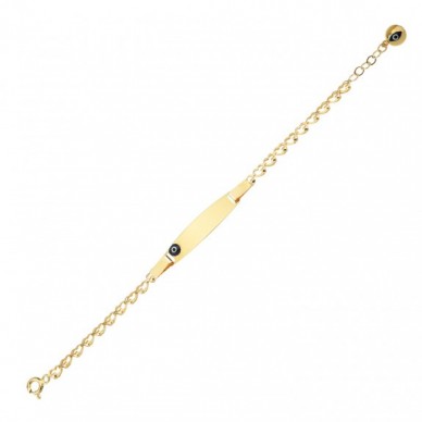 Mineli Nazar Boncuklu İsim Yazılabilir 14K Altın Çocuk Künye