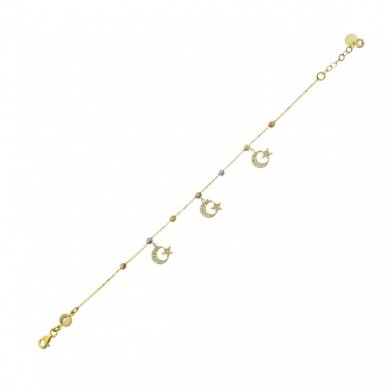 Ay Yıldızlı Dorika 14K Altın Bileklik