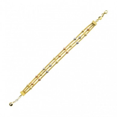 Üç Sıra Kalze Zincir Dorika 14K Altın Bileklik