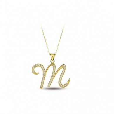 İtalik M Harf 14K Altın Kolye