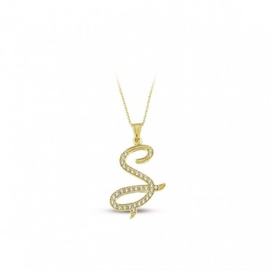 İtalik Ş Harf 14K Altın Kolye