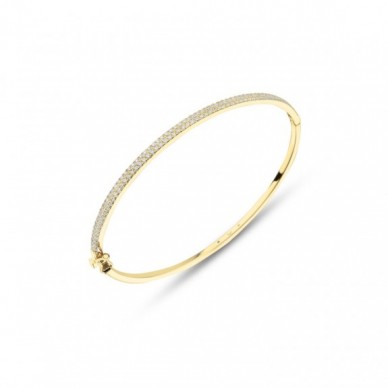 İki Sıra Taşlı 14K Altın Kelepçe