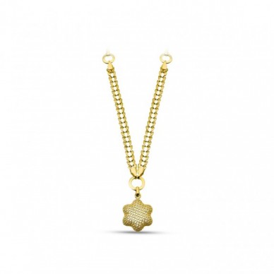 Orta Boy Transparan Taşlı Çiçek 14K Altın Kolye