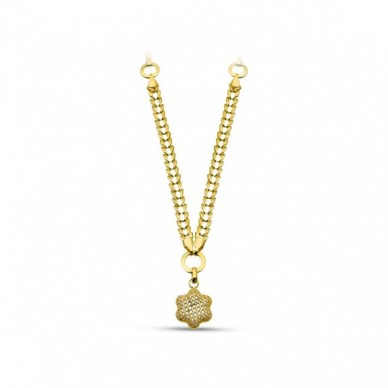 Küçük Boy Transparan Taşlı Çiçek 14K Altın Kolye